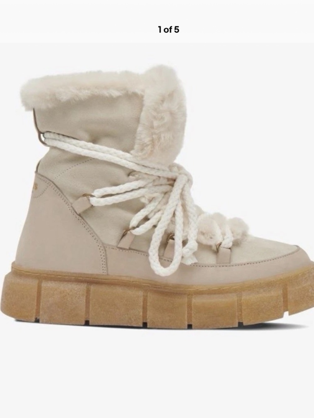 Greats Madison Suede Faux Fur Lug Sole Platform Boot Sand Size 9 EUC